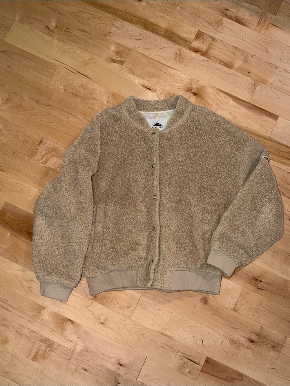 Cozy Teddy Fleece Bomber Jacket - Beige